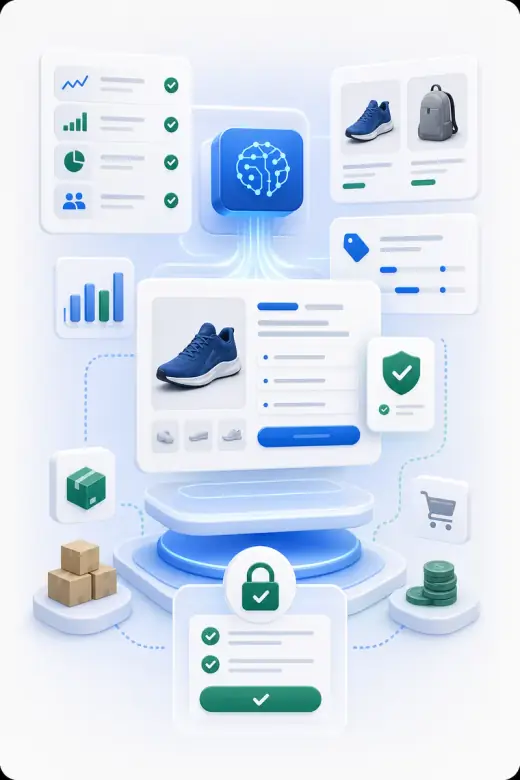 Generated artwork showing AI-assisted ecommerce listing preparation